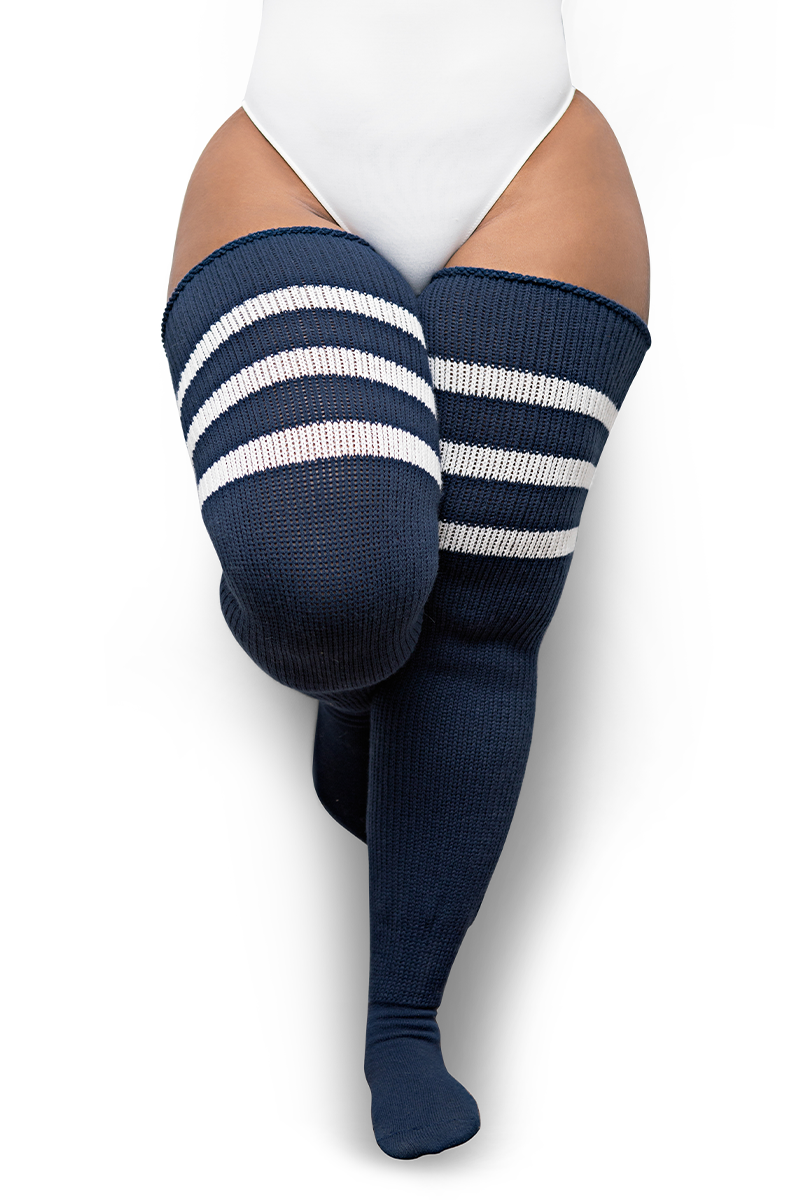 Navy Blue Thigh High Socks | Thigh High Socks | Thunda Thighs Inc.