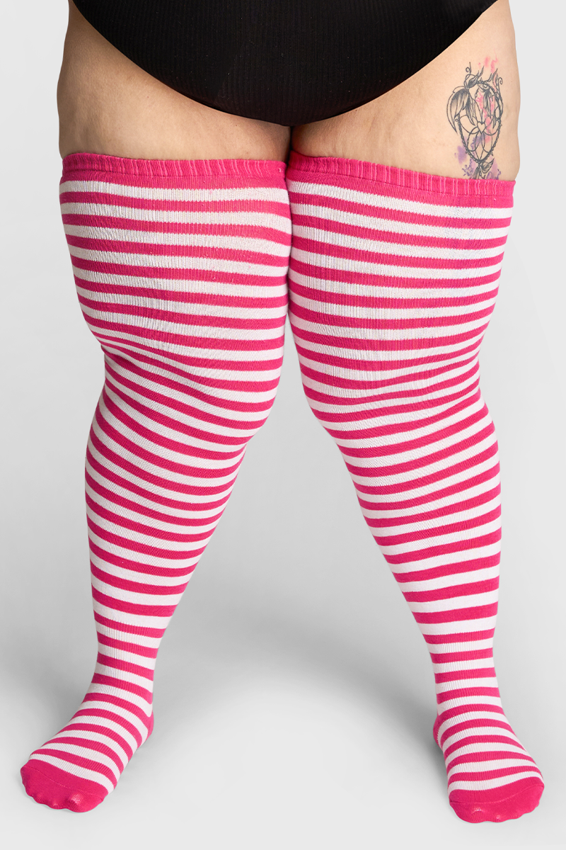 Thunda Tūbbies - Neon Pink & White Stripes