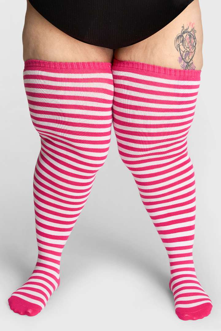 Thunda Tūbbies - Neon Pink & White Stripes