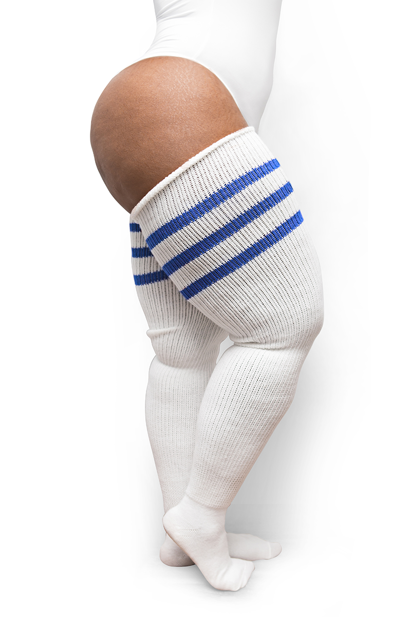 Blue thigh high shop