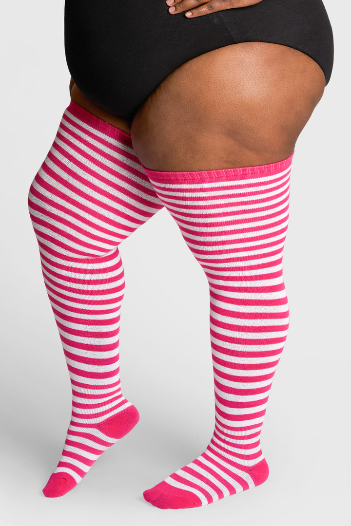 Thunda Tūbbies - Neon Pink & White Stripes