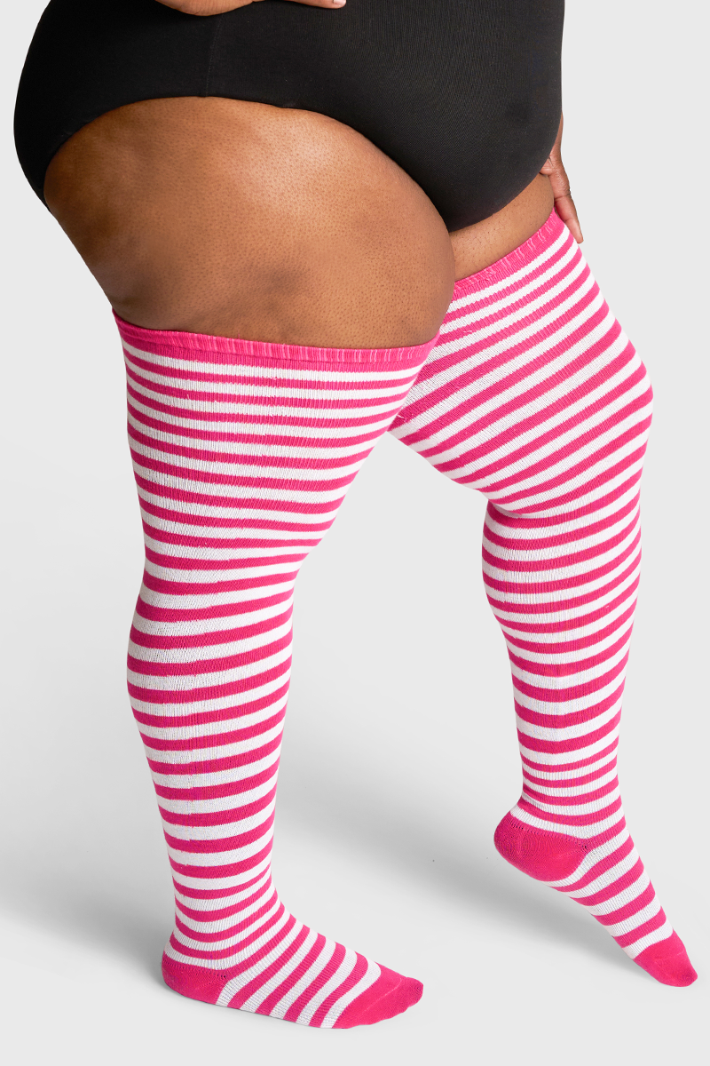 Thunda Tūbbies - Neon Pink & White Stripes