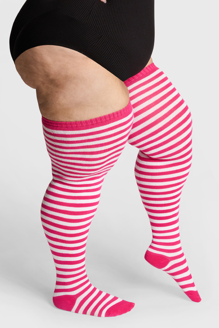 Thunda Tūbbies - Neon Pink & White Stripes