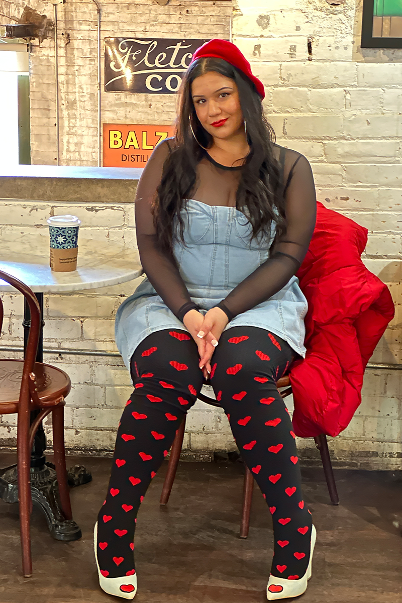 Black & Red Sweetheart Thunda Tubbies High Socks | Thunda Thighs Black & Red Sweetheart Thunda Tubbies High Socks | Thunda Thighs