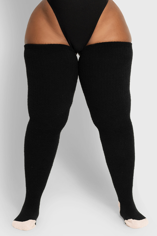 Thigh high black 2025 socks plus size