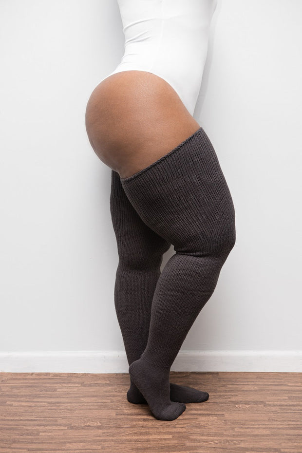 Charcoal Grey Thigh High Socks 