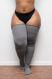 Grey Thigh High Socks 