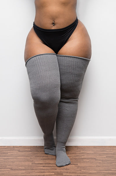 Grey Thigh High Socks 