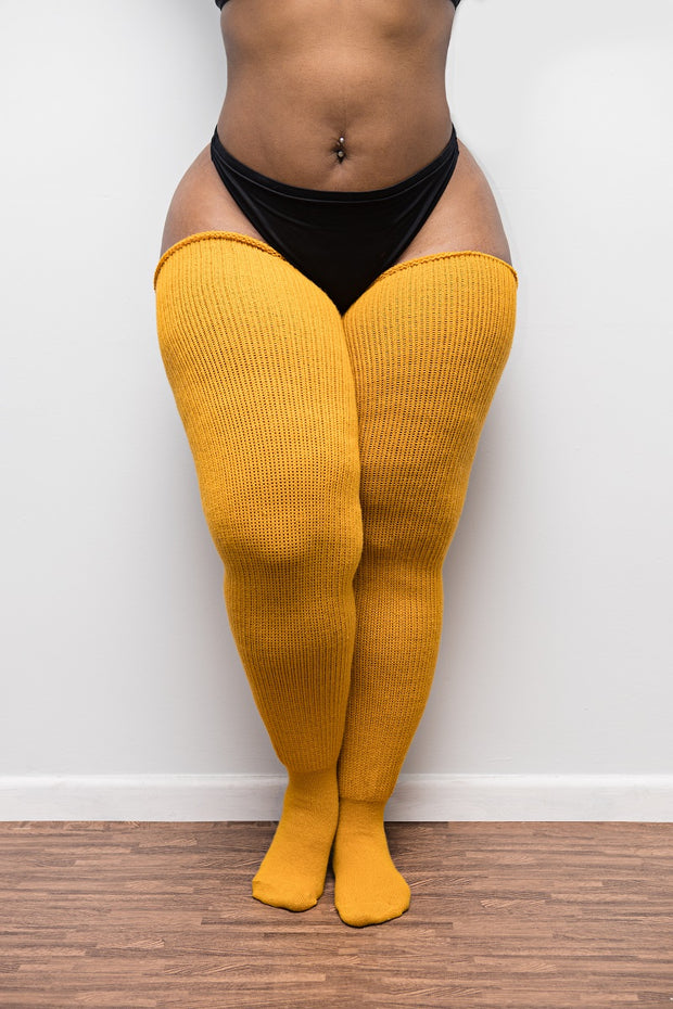 Mustard Yellow Thigh Socks