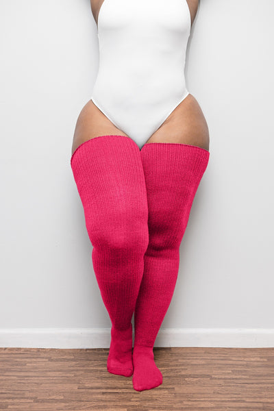 Neon Pink Thigh High Socks  Pink Thigh High Socks - Thunda Thighs