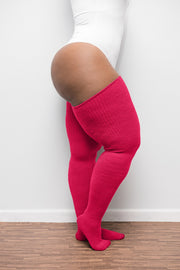 Neon Pink Thigh High Socks 
