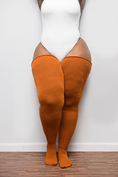 Rusty Pumpkin Thigh High Socks