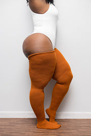 Rusty Pumpkin Thigh High Socks