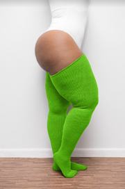 Neon Green Thigh High Socks
