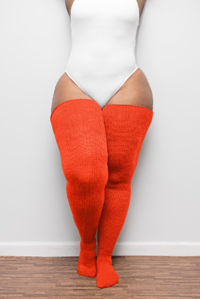 Neon Orange Thigh High Socks