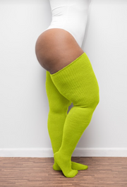 Neon Yellow Thigh High Socks 