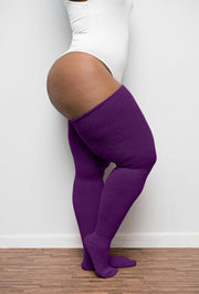 Plum Purple Thigh High Socks
