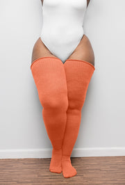 Coral Blush Thigh High Socks 
