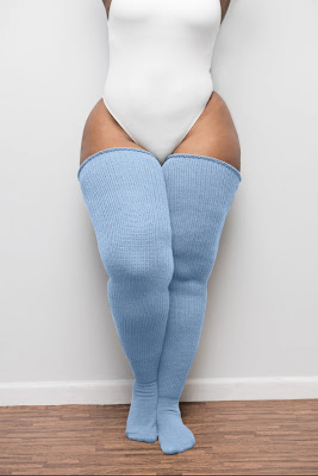 Sky Blue Thigh High Socks 