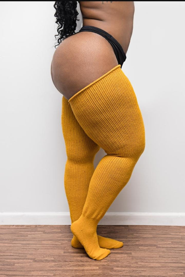 Mustard Yellow Thigh Socks
